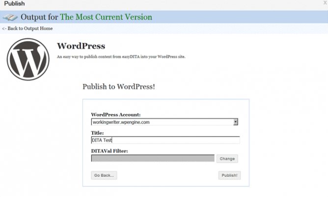 Publishing DITA content to WordPress